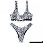 DEZZAL Women's Snakeskin Print Buckle High Cut Bralette Bikini Set Swimsuit Multi B07MMMLXZ5